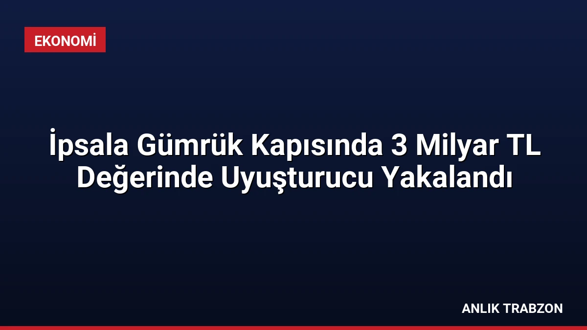 İpsala Gümrük Kapısında 3 Milyar TL Değerinde Uyuşturucu Yakalandı