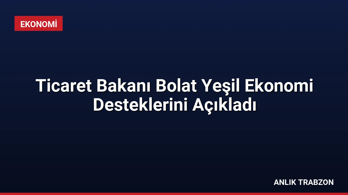 Ticaret Bakanı Bolat Yeşil Ekonomi Desteklerini Açıkladı