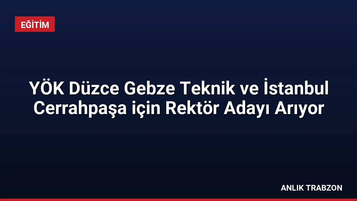 YÖK Düzce Gebze Teknik ve İstanbul Cerrahpaşa için Rektör Adayı Arıyor