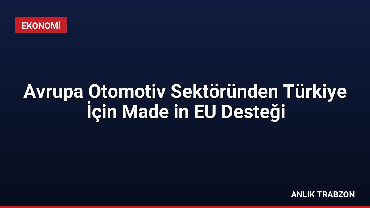 Avrupa Otomotiv Sektöründen Türkiye İçin Made in EU Desteği