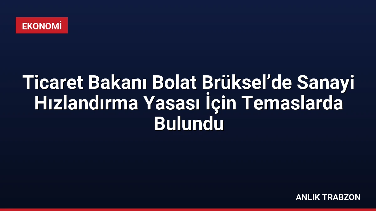 Ticaret Bakanı Bolat Brüksel’de Sanayi Hızlandırma Yasası İçin Temaslarda Bulundu
