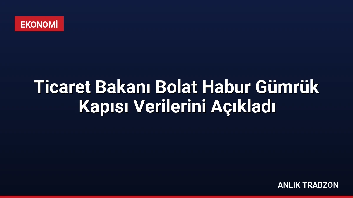 Ticaret Bakanı Bolat Habur Gümrük Kapısı Verilerini Açıkladı
